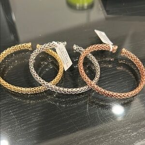 18K Gold Plated 3 Piece Bracelet Set NEW!